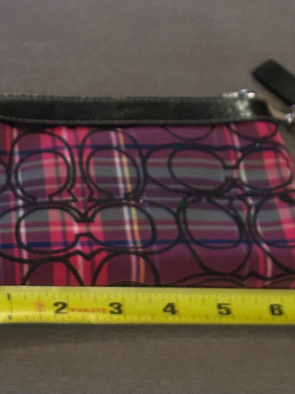 Coach Pink Plaid Signature Tote with Black Trim and Wristlet. Selling as a set! - Picture 5 of 6